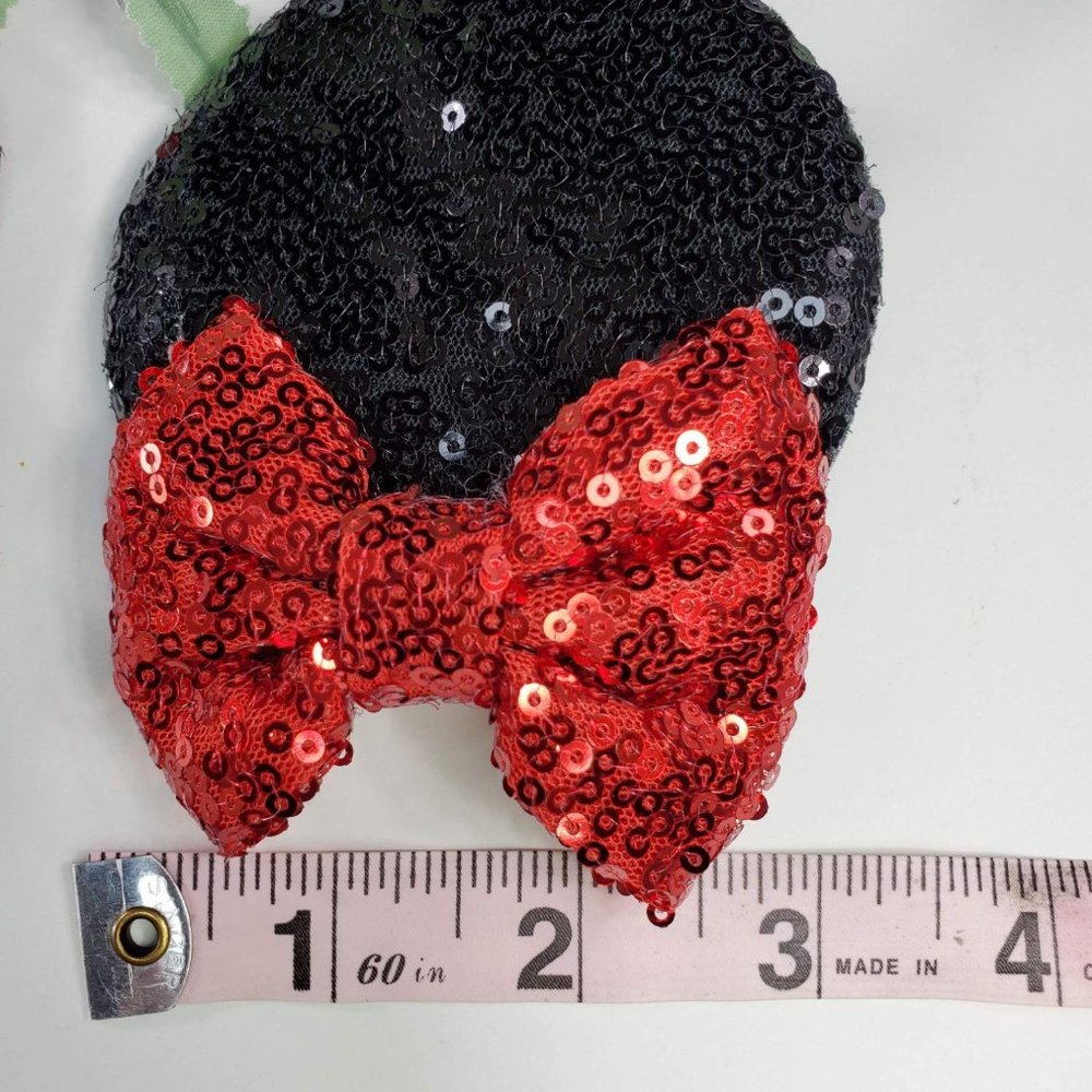 2/$20 Minnie Black Ears Sequin Bow Hair Clips Girl - Picture 6 of 8